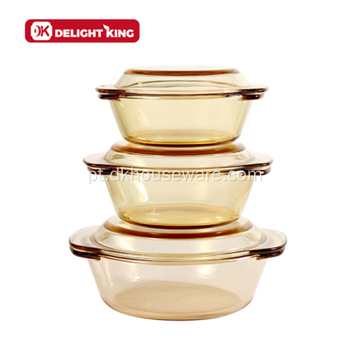 Forno Seguro Amber Glass Casseroles Prato com tampa